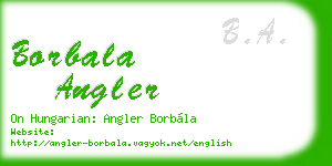 borbala angler business card